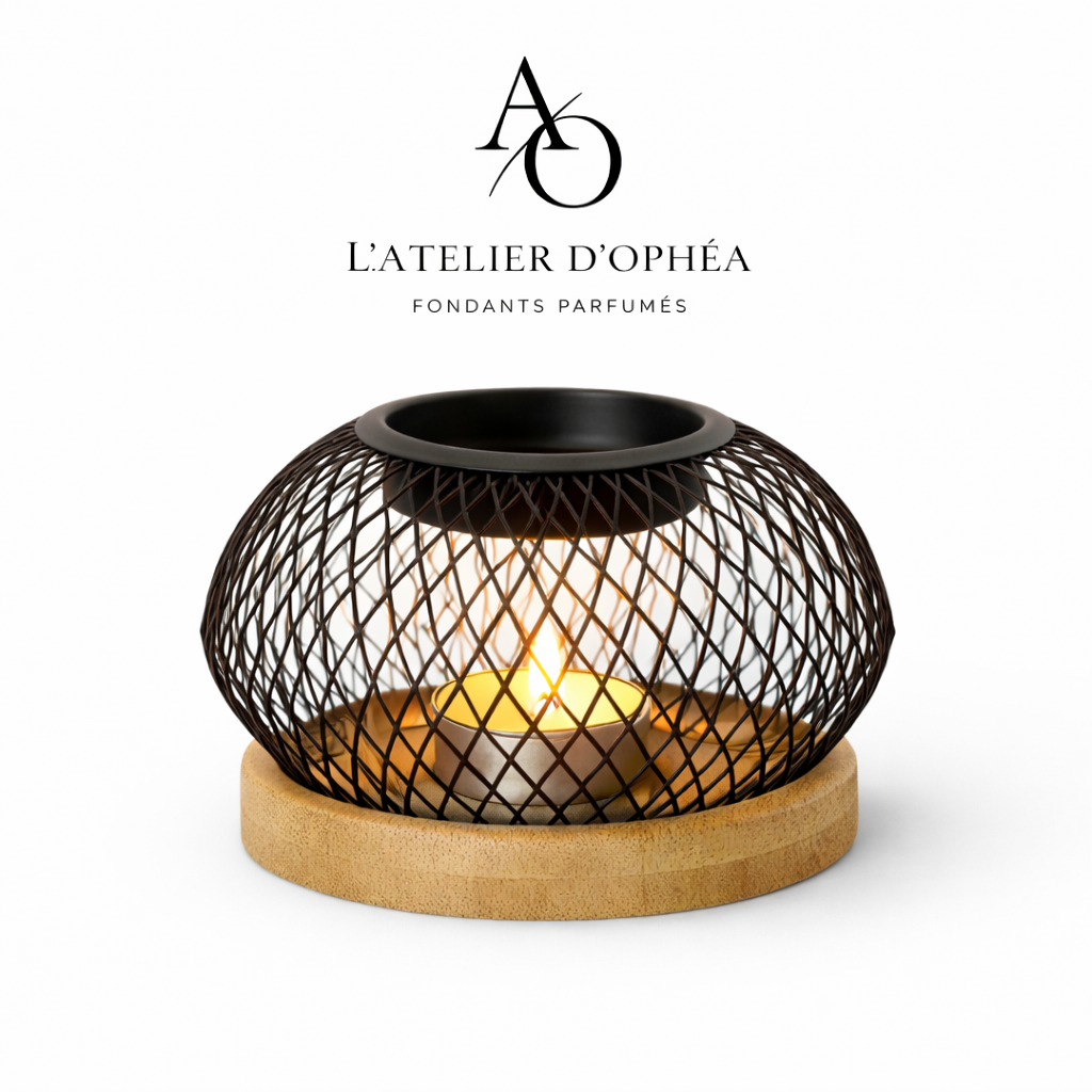 Brûleur design noir & bois