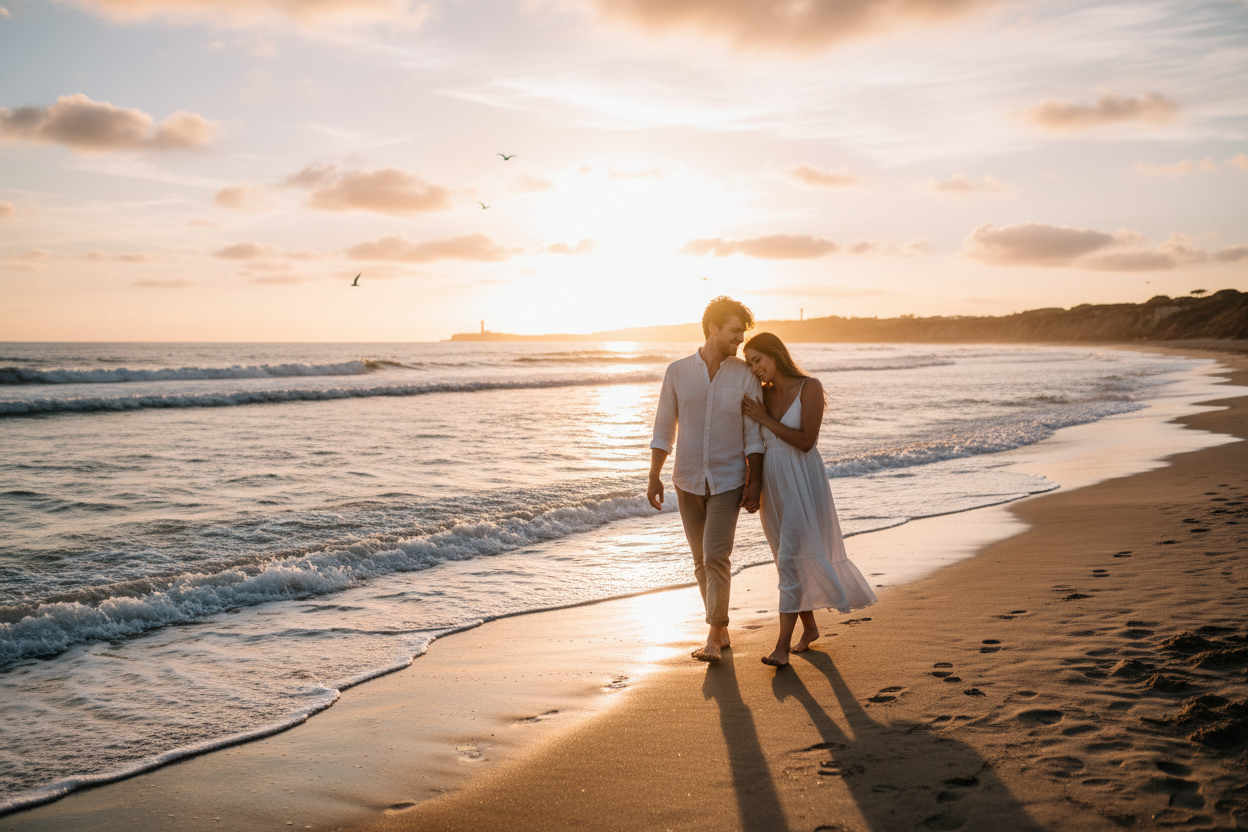 couple qui marche a la mer