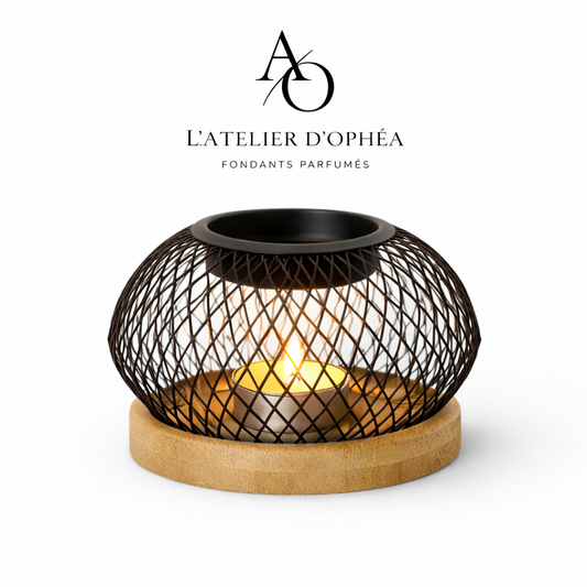 Brûleur design noir & bois